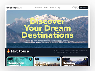 Tour operator website animation branding design motion graphics tour typography ui ux video web design website website design