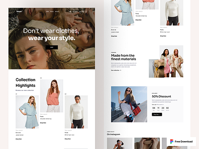 Nouva Fashion website - FREE UI KIT branding cart checkout ecommerce fashion logo online store order shopify shopping store ui uidesign uikit uiux