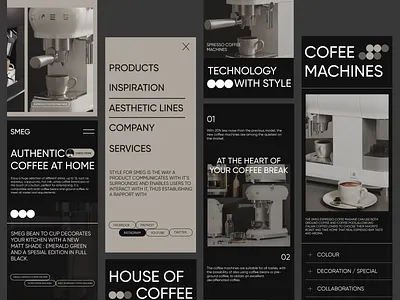 Smeg Shop Landing Page-Mobile Version 3d 3d design animation classic coffee machine ecommerce header landing page menu minimal mobile modern responsive shop smeg store trend ui ux website