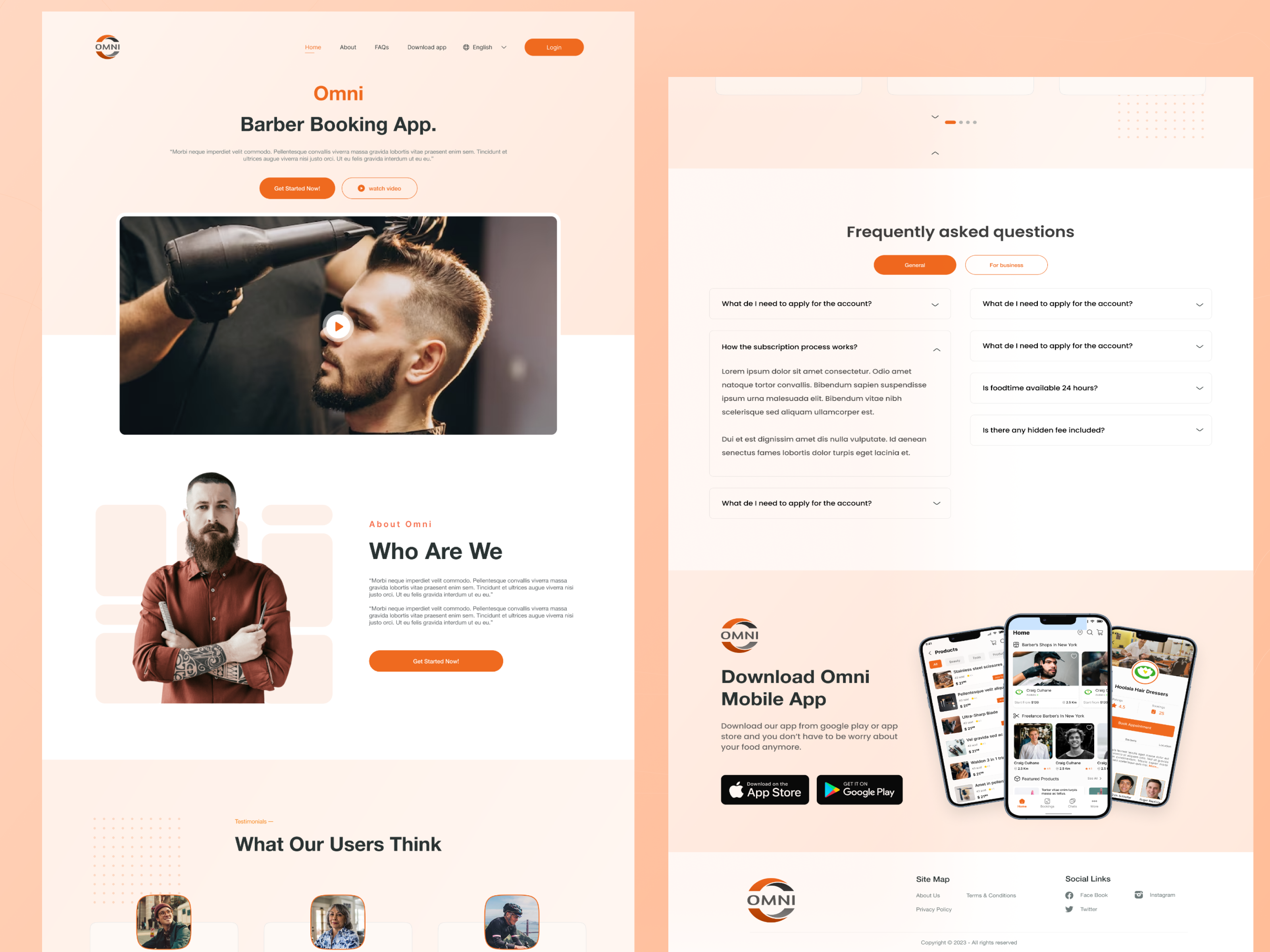 Barber Web landing page landing landing page ui user experience web landing page web project web ui website