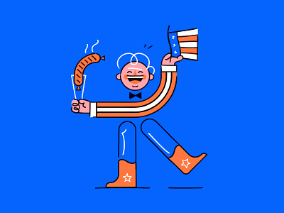 4th of July 🧨 4th of july america bbq character design geometric hot dog icon illustration independance day line logo spot illustration ui usa vector
