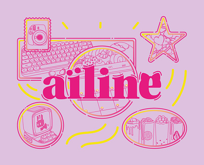 Aïline | Brand Identity branding doodles graphic design illustration logo pink vector