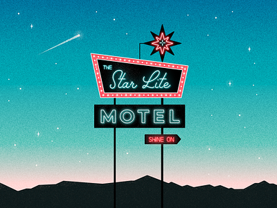 Star Lite Motel desert illustration midcentury motel neon retro sign star sunset vector