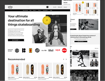 Skate Shop Ecommerce Website black and white business web clean design e commerce ecommerce lading page landing page skate skate shop skateboard skateboarding ui ux website