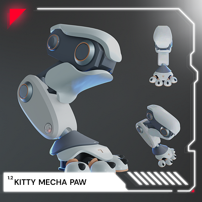 Mecha kitty leg test 1.2 3d blender design kitty leg mecha modeling robot robotic scifi