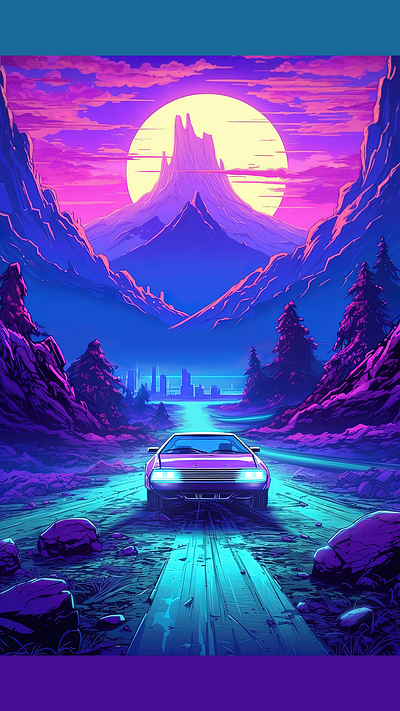 💥Post Apocalyptic Neon Wilderness✨ automotive art car art car illustration design digital art illustration japanese cars