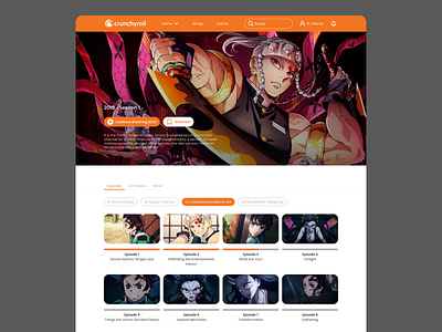 Redesign Crunchyroll UI animation anime components crunchyroll design design system japanese manga orange play product steaming tokens ui ux website