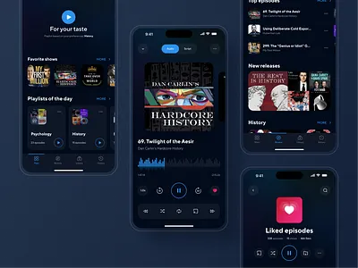 Podcast Mobile App app ui app ui designer concept design interface listen music music player app ui ui design uidesign uiux ux