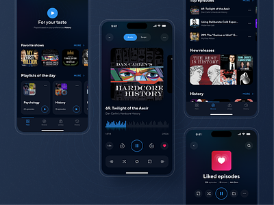Podcast Mobile App app ui app ui designer concept design interface listen music music player app ui ui design uidesign uiux ux