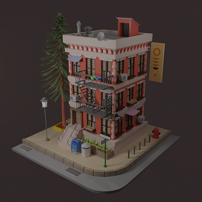 low poly Building. Brooklyn 3d graphic design