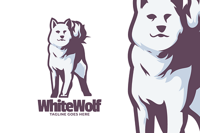 White Wolf animal branding cute mascot design graphic design illustration logo ui vector