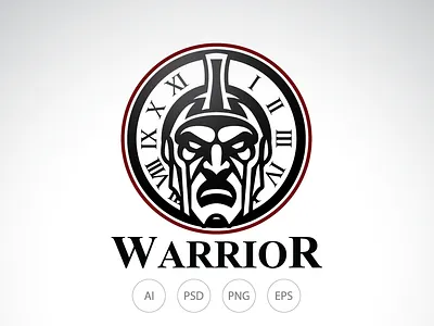 Warrior Clock Logo clock logo coaching logo gym logo leadership logo logo template management logo template time logo troy logo warrior logo watch logo