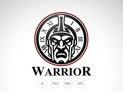 Warrior Clock Logo clock logo coaching logo gym logo leadership logo logo template management logo template time logo troy logo warrior logo watch logo