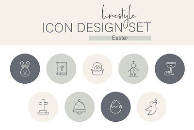 Linestyle Icon Design Set Easter passover