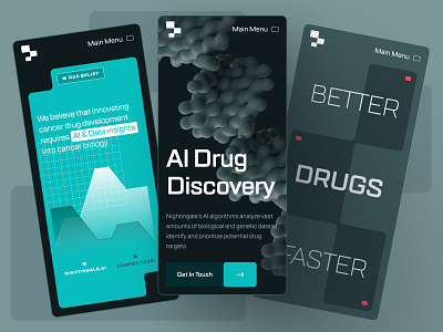 🧪SH nightingale | Biotech AI Drug Discovery | Mobile UI/UX #1 3d ai biology biotech dark data dna drug drug discovery genetics green health healthcare healthtech machine learning medical mobile molecule science therapeutics