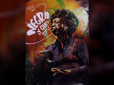 Homenaje a la mujer Afroperuana - Victoria Santa Cruz afro composit culture design graffity graphic design mural poster art street trippy