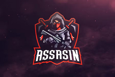 Assasin Sport and Esports Logos assasin design esport game gaming graphic graphic design gun logos mascot mascot gaming template template gaming