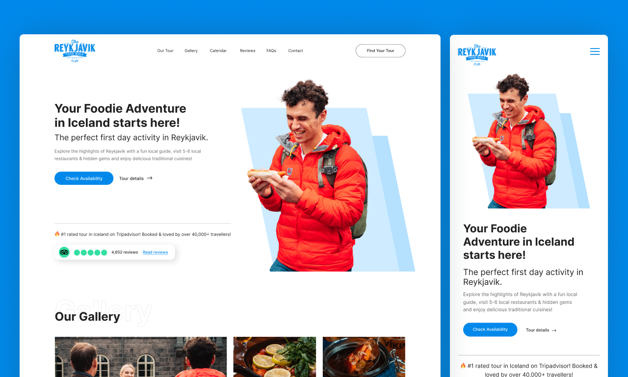 Responsive Website Design for ReykJavik Food app branding design food graphic design mobile view responsive responsive design ui ui design ui ux user interface ux web design website
