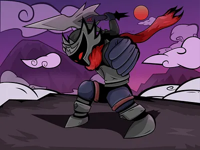 Comic style 2d character cloud comic design fantasy illustration knight landscape line art mountain vector vector art