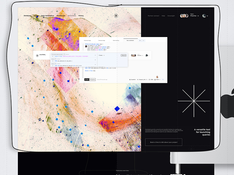 Website Worksheets page ❄️ Snowflake UI redesign and rebranding web design