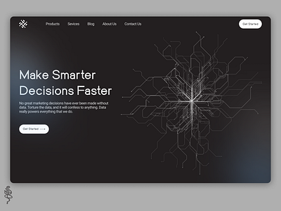 Data driven website agency landing page ai landing page big data branding company website dark data science design desktop header hero illustration logo minimal slogan team ui ux website