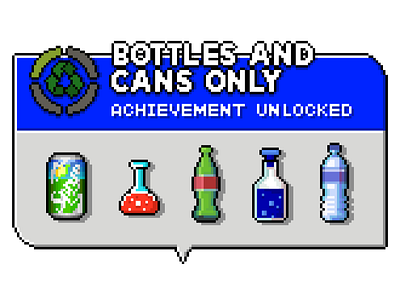 Pixel Art Sign for Recycling Guide - Bottles and Cans game asset game ui pixel art pixel art ui ui ui design