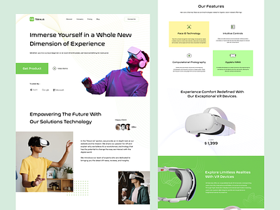 Nexus Website VR apple vision dashboard e commerce header homepage icon landing page layout marketplace shop ui virtual reality vlanner vr web design website
