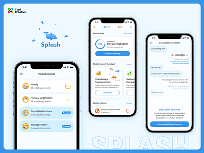 Splash - English Learning App Design app capi creative design e learning english app mobile mobile app mobile app design splash ui ui design ui ux ux design