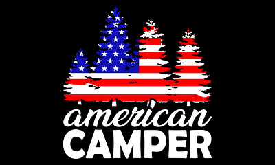 American Camper T shirt Design american camp camping design forest illustration t shirt t shirt design typography vector