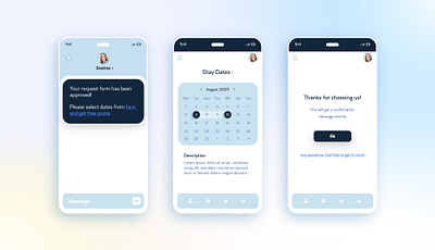 Booking/Message/Schedule Mobile UI android booking calendar clean app design event hotel icon ios meetings mobile mobile app design motion graphics organise saas tool ui design ux