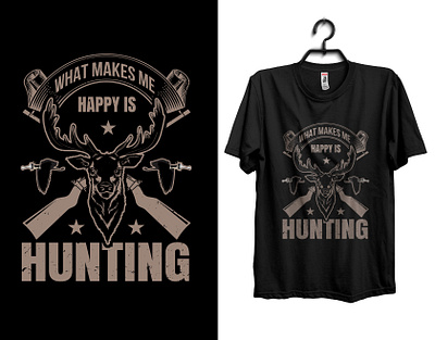 Hunting T-shirt Design black t shirt branding custom t shirt deer deer hunt design forest graphic design gun hunt hunting hunting happy hunting t shirt illustration logo minimal outdoor t shirt t shirt design vector