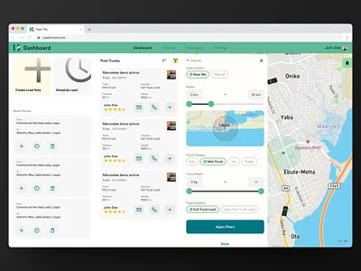 Trucking Dashboard dashboard design figma map messages tracking trucking ui uiux uiuxdesign ux