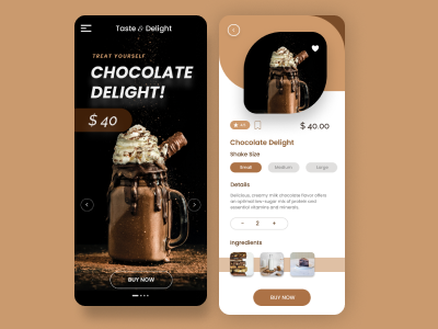 Food ordering UI branding chocolate delight design foodui ui uidesign ux