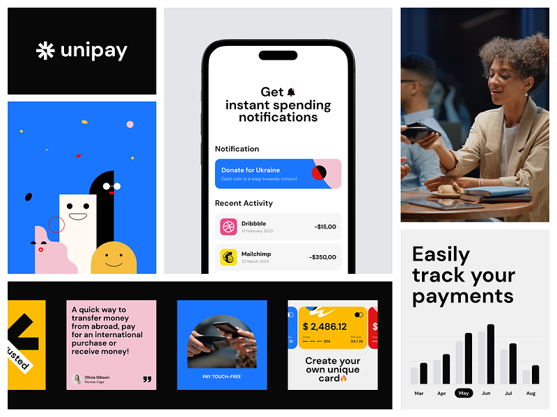 Unipay - Visual art direction for the digital payment platform corporate website fintech landing landing page design saas visual identity web design website