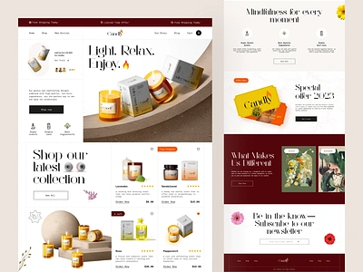 Candle Shop Website candle candlelight design ecommerce homepage label landing page landingpage logo mockup packaging design perfume product design scent shop web web design webdesign webpage website