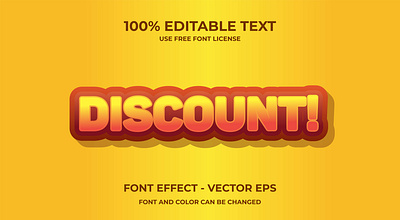 Discount 3D editable text effect template poster