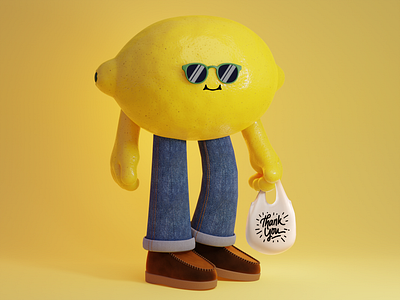 Lemon Guy 3D Character 3d artistondriblle artwork characterartist characterdesign creative design designcomunity dribb illustration lemon motion graphics