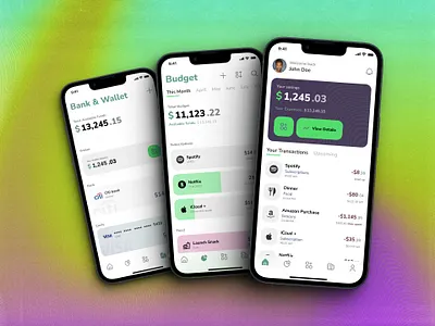 Fintech Mobile App bank budget design figma finance fintech mobile money savings ui uiux uiuxdesign ux wallet