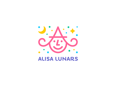 Alisa Lunars a l letters brand identity branding design emblem gifts shop graphic design icon identity illustration logo logo design logotype mark monogram moon smile smiley face stars symbol