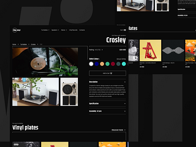 Vinyl Store Website dark theme details page ecommerce music site store ui ux vinyl web web design website