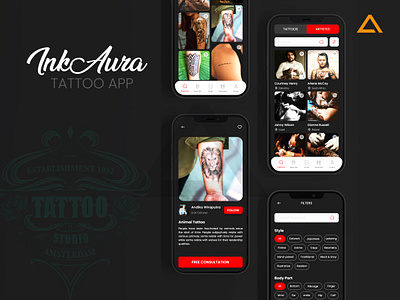 InkAura ✨: Your Personal Tattoo Booking Companion! app app design app development design dribbble on demand app tattoo app tattoo booking app uiux website website development