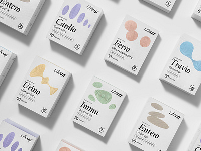 Lifeup® abstract abstractshapes. box branding health label nature packaging pastel pills shapes supplement