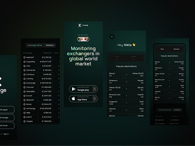 Exchange Monitoring application crypto dark exchange mobile ui