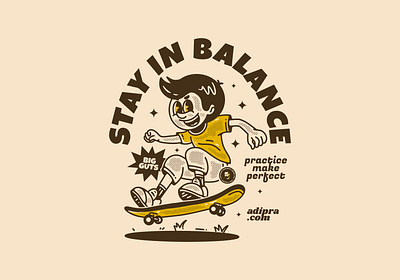 Stay in Balance - skateboarding adipra std adipra.com adpr std jumping skate skateboard skateboard character skateboard mascot skateboarding stay in balance