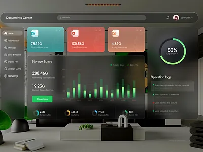 File Management Application VISION OS Style Design apple chat dashboard motion graphics ui vision os visionos vr web