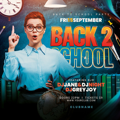 Back To School Flyer back 2 school back to school back to school party classroom college download flyer graphic design graphicriver instagram photoshop poster psd template