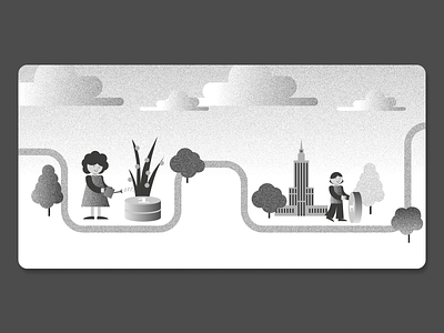 Urban Life Illustration bw city illustration people