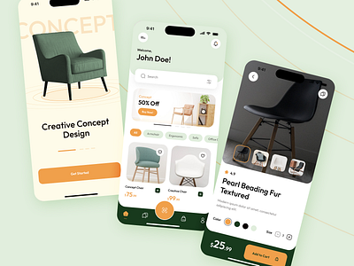 Furniture App - E-commerce Shop UI Design app design app ui design clean ui e commerce app figma figma design flat ui design furniture app furniture app design furniture design furniture store app graphic design interior design minimalistic mobile app modern trending design ui design ui kit ui ux design