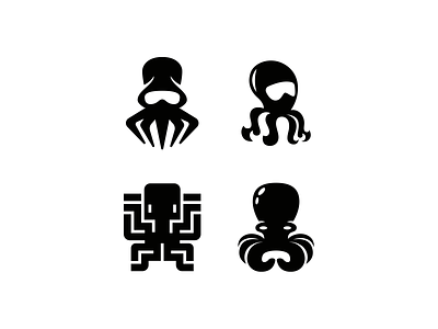 Industrial octopus (unused versions) black brand branding design elegant game gamer graphic design illustration logo logo design logotype mark minimalism minimalistic modern octopus sign tech vr