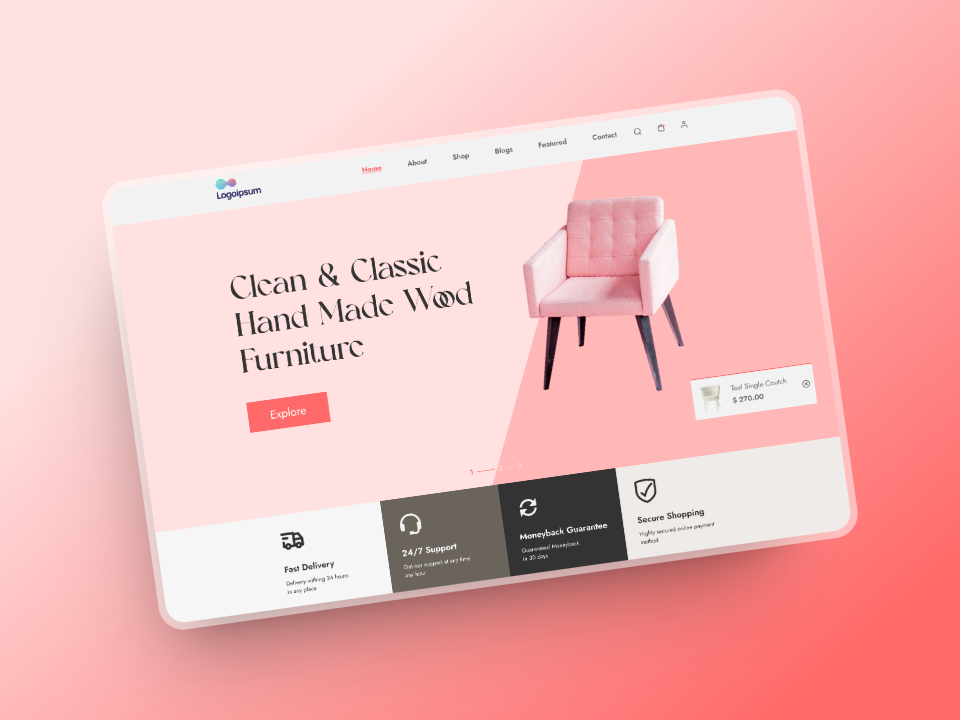 Furniture Website Landing Page Redesign design figma furniture graphic design header hero section ui ui ux ux website